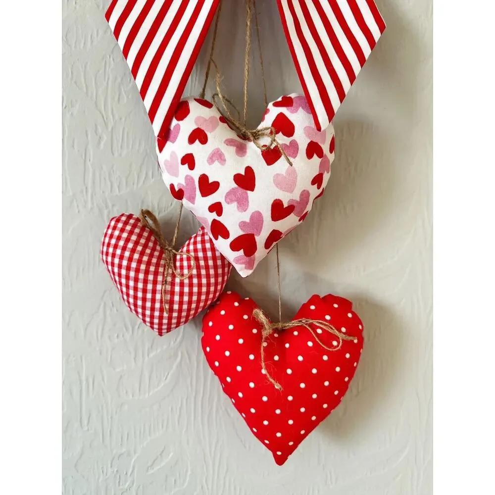 Handmade Valentine's Day Door Swag Fabric Hearts & Bow